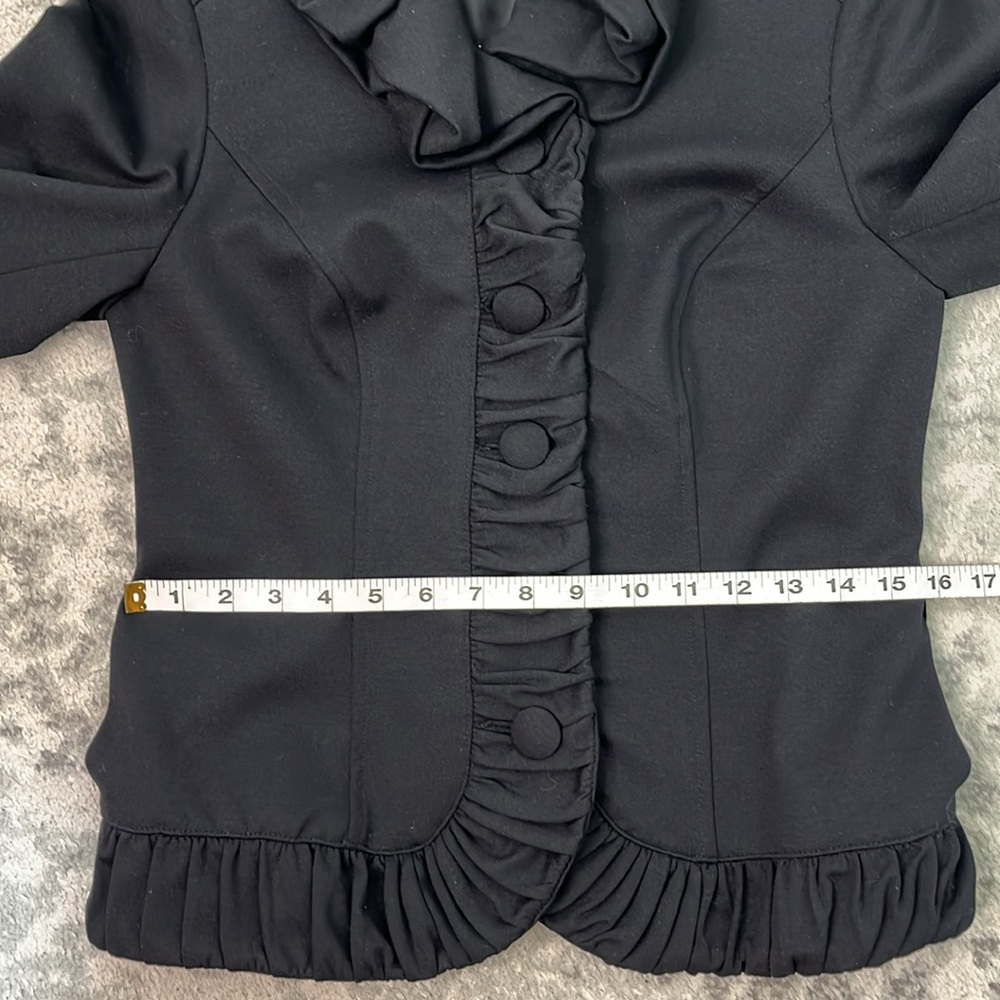 INC International Concepts BLACK RUFFLE COLLAR CARRER JACKET LINED SZ SMALL - Picture 14 of 14